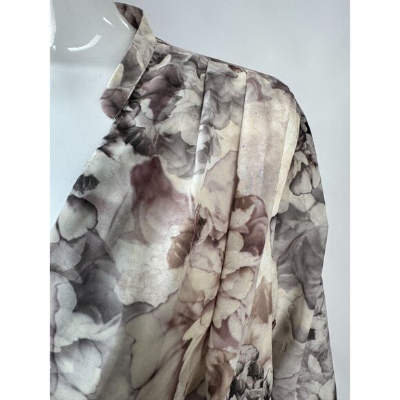 H&M Floral Blouse Wrap Style Draped Front Long Sleeve Polyester Womens L - Picture 4 of 16